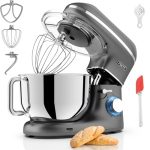 Beste getest keukenmachine Fentic Keukenmachine - 2000W - RVS Mengkom (6,2 L) - Keukenrobot - Mixer met Garde, Deeghaak en Menghaak - Incl. extra Accessoires – Antraciet